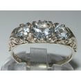 thumbnail image 6 of LBG British Made VINTAGE style Solid 10K White Gold Natural Aquamarine Trilogy Ring, 6 of 8