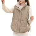 thumbnail image 4 of Fmbrln Puffer Vest for Women Full Zip Up Stand Collar Sleeveless Puffer Quilted Jackets Fall Winter Fashion Casual Padded Warm Coat with Pockets, 4 of 5