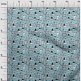 thumbnail image 3 of oneOone Cotton Silk Turquoise Blue Fabric Dog Quilting Supplies Print Sewing Fabric By The Yard 42 Inch Wide, 3 of 6
