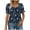 Navy, variant on Elegant Women Blouses Summer Tops Casual Short Sleeve Square Neckline Blouse with Ruffle Cuffs & Delicate Floral Embroidery - Slim Fit