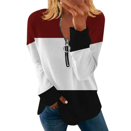 

LBECLEY Layering Tee Long Sleeve Long Sleeve Round Neck New Top Shirt Long Zipper 2022 Winter Top Large Women s Top Christmas Scrub Too P L