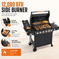 thumbnail image 4 of 72,000 BTU Gas Grills Clearance, 6-Burner Propane BBQ Grill with Side Burner, 650 Sq.In Cooking Area, Cast Iron Grates, Warming Rack, Thermometer, Outdoor Grill for Patio Backyard, 4 of 9