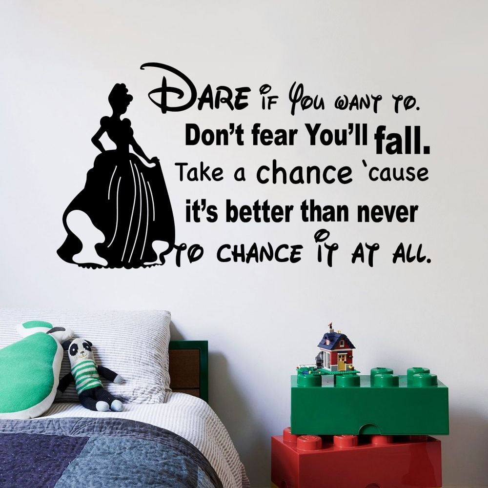 Don\'t Fear Cinderella Quote Disney Cartoon Quotes Wall Sticker Art ...