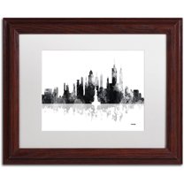 Trademark Fine Art "New York New York Skyline BG-1" Canvas Art by Marlene Watson, White Matte, Wood Frame