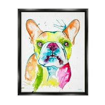 Modern French Bulldog Fun Portrait Animals & Insects Graphic Art Jet Black Framed Art Print Wall Art