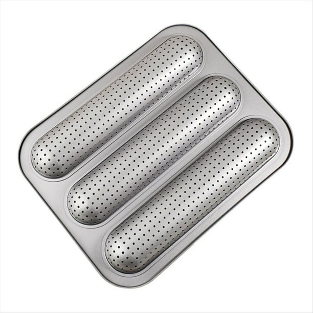 Molde para , Molde para Pan Francés de 3 Cavidades, Bandeja Antiadherente para Hornear Pan , Tostadas, Pasteles, Utensilios para Hornear, Bandejas para Horno.