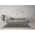 thumbnail image 3 of Ahgly Company Indoor Square Oriental Light Blue Traditional Area Rugs, 3' Square, 3 of 4