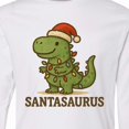 thumbnail image 4 of Inktastic Santasaurus Dinosaur Christmas Lights Long Sleeve Youth T-Shirt, 4 of 5