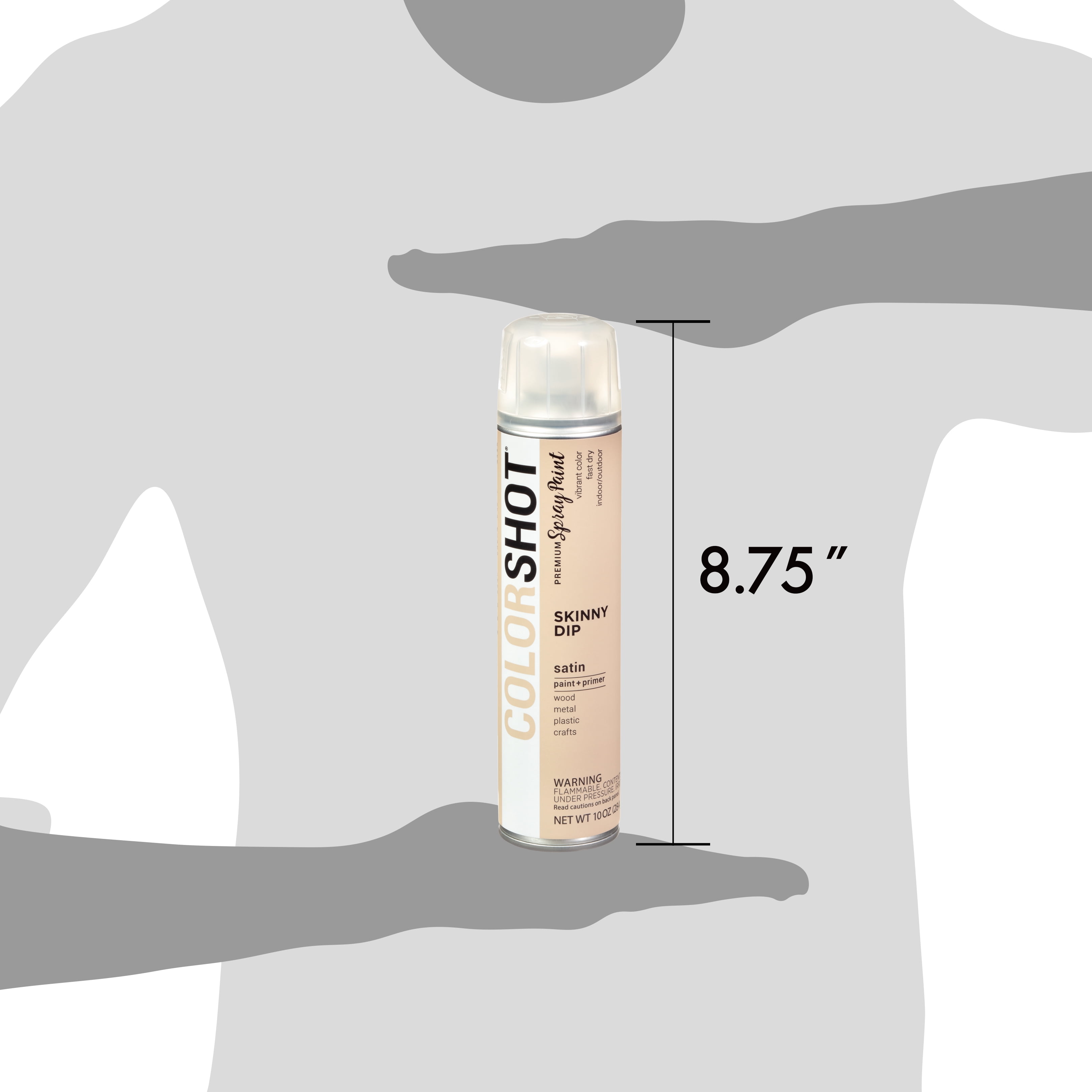 COLORSHOT Satin Spray Paint, Skinny Dip (Beige), 10 oz, Fast-Drying Acrylic Paint, Indoor & Outdoor Use