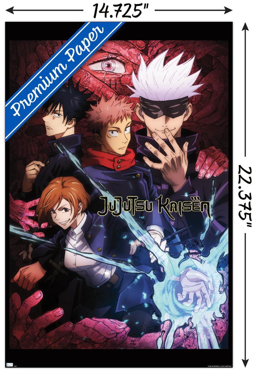 Jujutsu Kaisen – One Sheet 22.375" x 34" Wall Poster with Beechwood Magnetic Frame, by Trends International