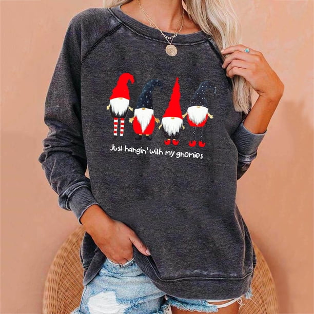 Pntutb Moda Mujer Casual O-cuello Impresión de manga larga Sudadera Pntutb Pntutb-2876