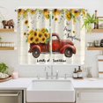 thumbnail image 2 of Sunflower Truck Kitchen Curtains Window Panels, Elegant Yellow Floral Summer Botanical Insulated Window Treatment Curtain, Grommet Curtains for Bedroom/Living Room/Bathroom, 2 Piece 52"Wx63"L, 2 of 8