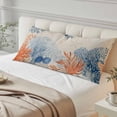 thumbnail image 4 of Orange Navy Blue Coral Throw Pillow Covers, Summer Beach Coastal Rustic Soft Breathable Pillow Cases with Invisible Zipper for Sleeping, Long Body Pillowcases for Couch Bed Sofa Chair 20x54 Inches, 4 of 9