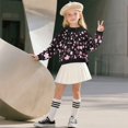 thumbnail image 3 of Xoenoiee Cherry Blossom Print Girls Drop Shoulder Crewneck Sweatshirt, Oversized Long Sleeve Pullover with Side Slit, Casual Loose Fit Y2K Top for Teens, Size 7-8 Years, 3 of 7