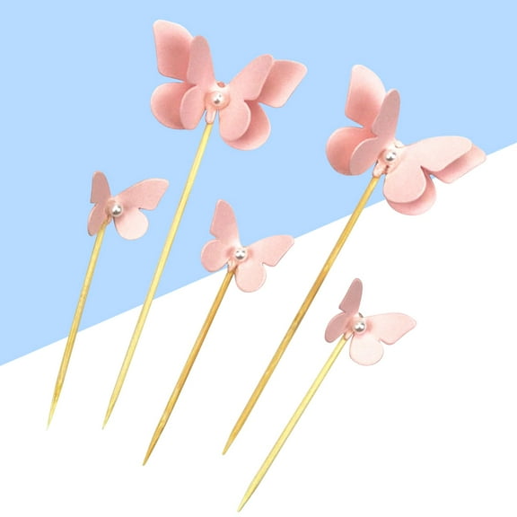 Soimiss 10 Pcs Decorative Cake Sticks Wood Pink for Cakes and Ice Cream on Birthday Celebrations