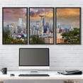 thumbnail image 2 of wall26 - 3 Piece Framed Canvas Wall Art - Seattle Washington Cityscape Skyline with Stormy Sky - Modern Home Art Stretched and Framed Ready to Hang - 16"x24"x3 BLACK, 2 of 5