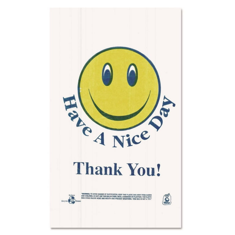 Smiley Face Shopping Bags, 12.5 microns, 11.5 Smiley Face Shopping Bags, 12.5 microns, 11.5