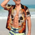 thumbnail image 5 of Lsque Satanic Skull pattern Hawaiian Shirt for Men, Unisex Summer Beach Casual Short Sleeve Button Down Shirts-X-Large, 5 of 9