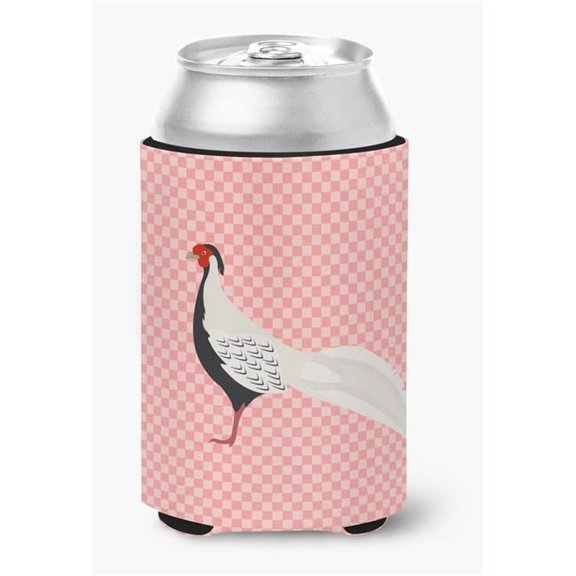 Silver Pheasant Pink Check Can or Bottle Hugger