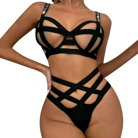 

B91xZ Lingerie For Women Women s Sexy Straps Briefs Lingerie Sexy Underwear Lace Bodysuit for Women Lingerie Black X-Large