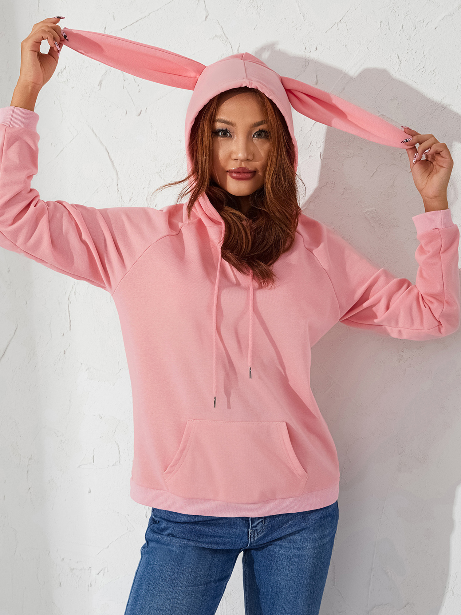 Women Kawaii Bunny Hoodie Stylish Long Sleeve Rabbit Hoodie Kawaii Pullover Oversized Sweatshirt Sweater Walmart