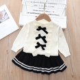 thumbnail image 2 of Mnyotv Girls Clothes Ruffle Bow Long Sleeve Sweaters with Dress Skirts 2Pcs Matching Sets Fall Winter Outfits Size 3-4Y, 2 of 4