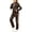 Dark Brown, variant on Women's 2Pc Full Zip Tracksuit, 4 Way Stretch with Reflective Stripes & Zipper Pockets for Golf Running Gym Light Grey S