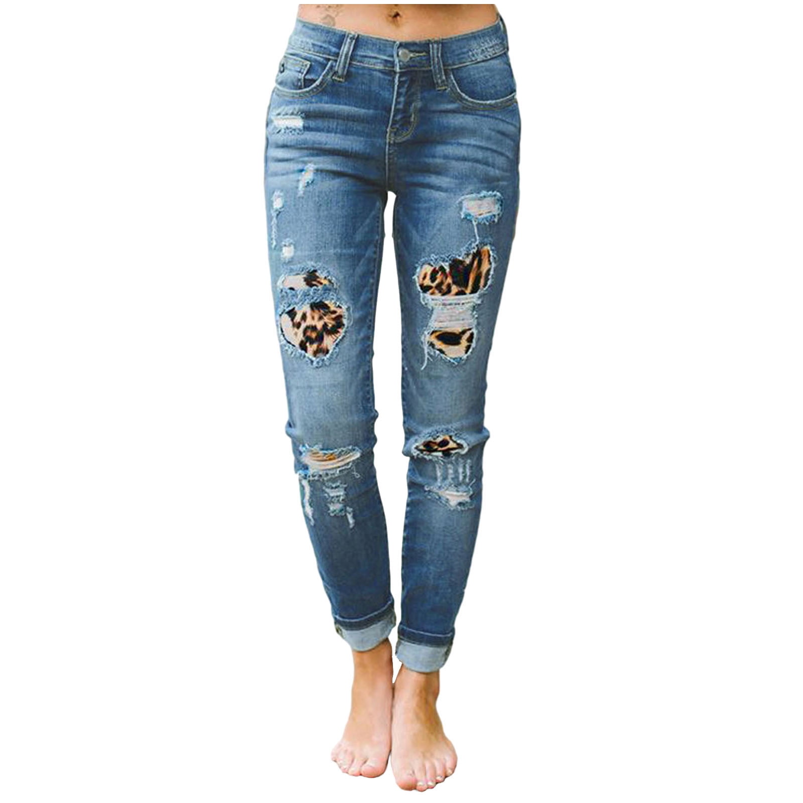 FITOOM Women Leopard Button High Waist 