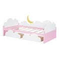 thumbnail image 4 of Gewnee Twin Wood Platform Bed,Pink Platform Bed with Drawers,Clouds and Moon Decor for Kids, 4 of 9