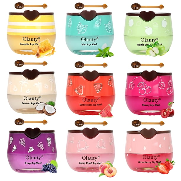 Set de Bálsamos Labiales Lingyun en Tarros de Miel con 9 Piezas y Palitos