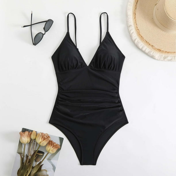 Trajes de baño de una pieza para mujer, traje de baño de moda de bikini de color sólido para mujer, mono, traje de baño para mujer