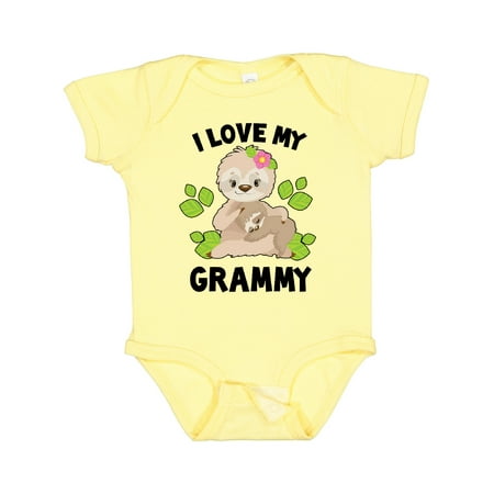 

Inktastic Cute Sloth I Love My Grammy with Green Leaves Gift Baby Boy or Baby Girl Bodysuit