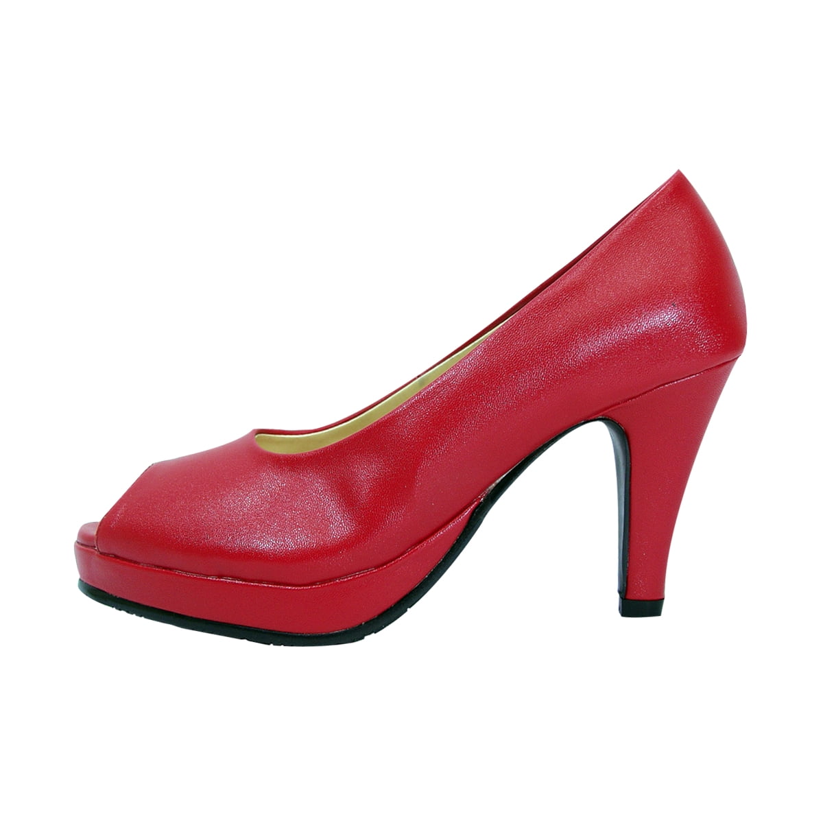 PEERAGE Ruth Women Extra Wide Width Peep Toe Platform Pump RED 9