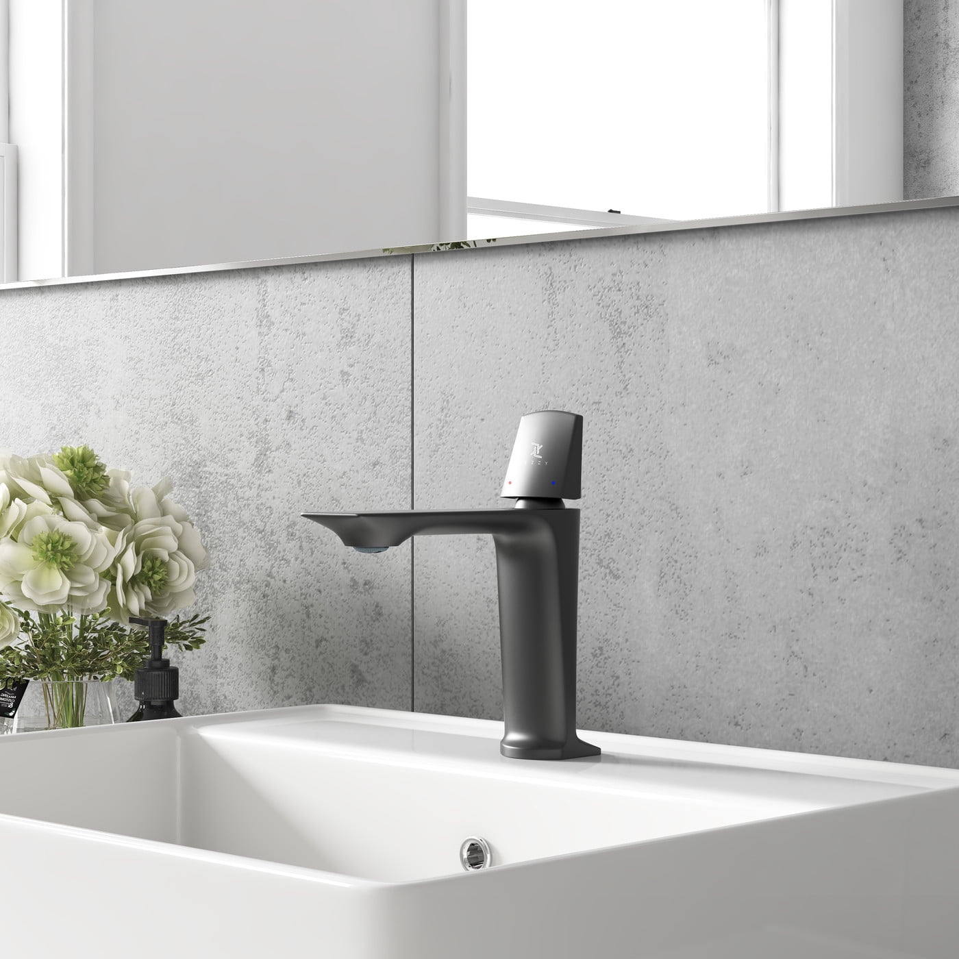 YZZY Bathroom Faucet Single Handle Sink 1 Hole Basin Faucet Black Brass Lavatory Sink Faucet