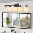 thumbnail image 2 of Miniyam 31.5 in 5 Light Black Vanity Light for Bathroom, Wall-Mounted Fixtures Over Mirror, E26, No Bulbs Included, 2 of 8