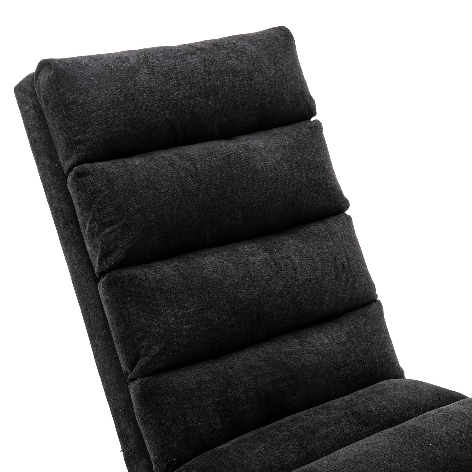 MAYEERTY Vibrating Upholstered Chaise Lounge Chair, Ergonomic Fixed Back Fabric Recliner Sofa with Side Pocket Remote Control for Living Room Bedroom