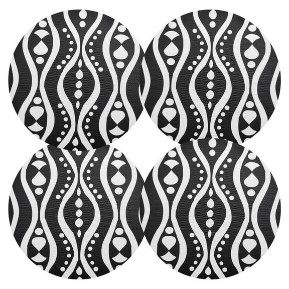 Ryvnso Balck and White Pattern Round Plate Mats Dining Table Placemat Set of 4 for Holiday Decoration