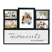 Mainstays 5- Opening 21.5x17.1 "Little Moments Big Memories" Collage Frame, Holds 1 - 5x7 and 4 - 4x6, Black