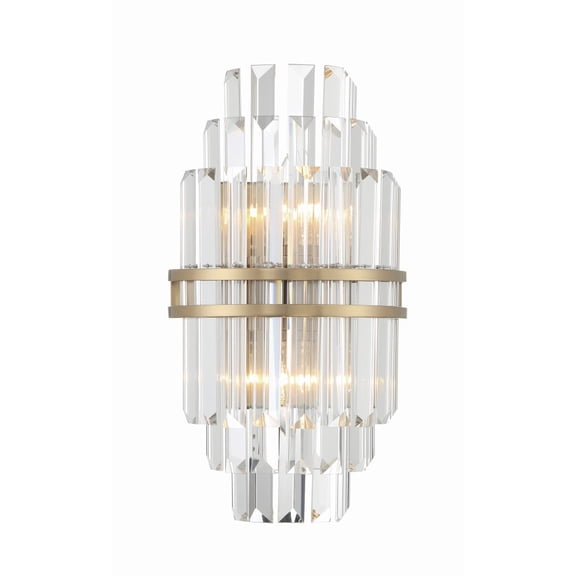 Crystorama Hayes 2 Light Aged Brass Wall Mount - 7.5"W x 14.25"H x 4.75"D