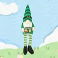 thumbnail image 6 of Hvmvliv St. Patrick's Day Striped Long Legged Gnome Doll, 15.7 Inch Tall Cotton Faceless Dwarf, Handmade Home Decor for Table & Shelf Green, 6 of 7