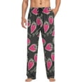 thumbnail image 3 of Men's Pajama Pants with Pockets Sleepwear Lounge Pants Stretch Casual Strawberry Hot Pink Black, 3 of 6