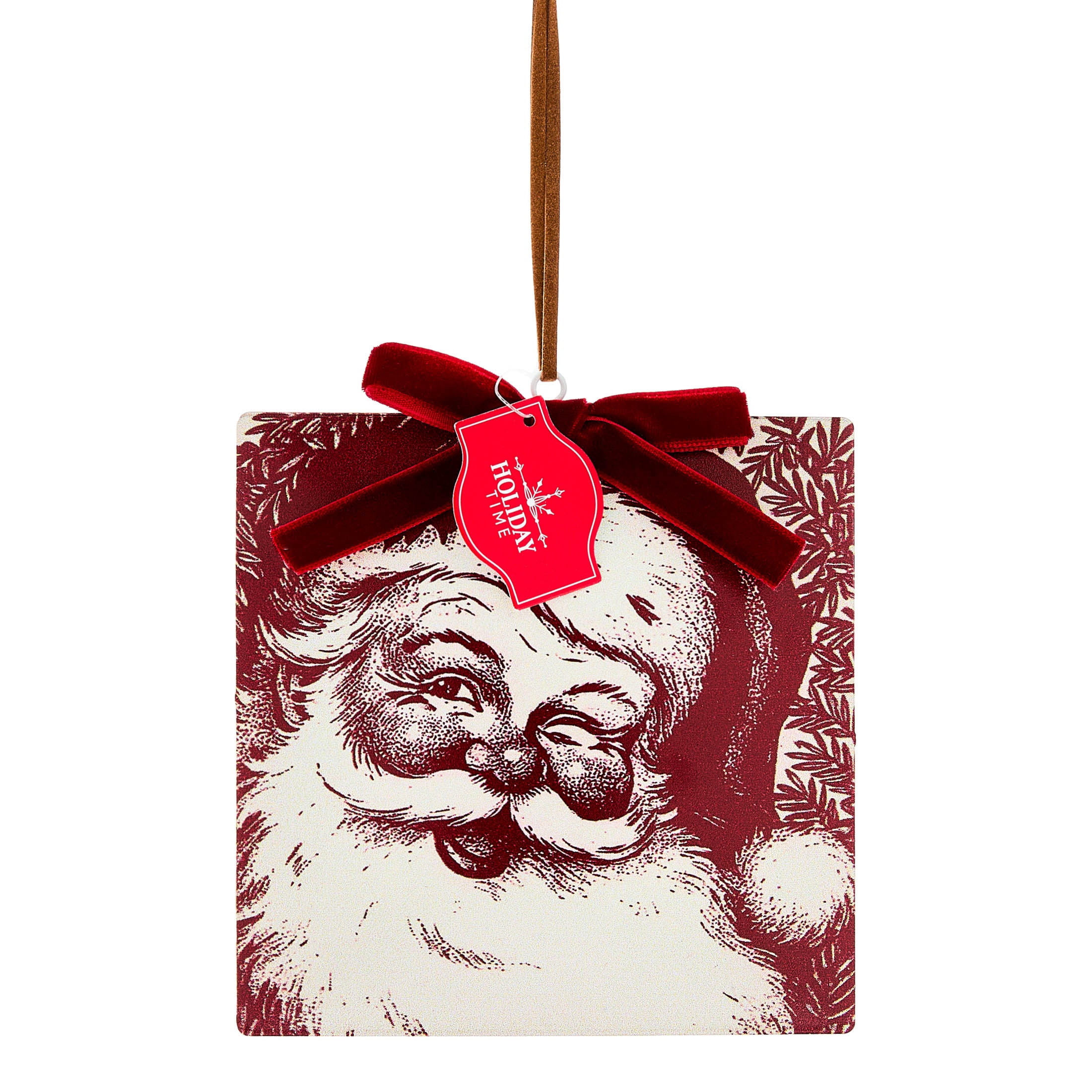 Red and White Metal Santa Square Christmas Ornament, 4.8", by Holiday Time