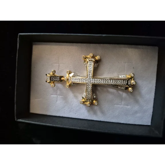 2 Ct Round Cut Lab Created Diamond Men's Cross Pendant 14K Yellow Gold Plated