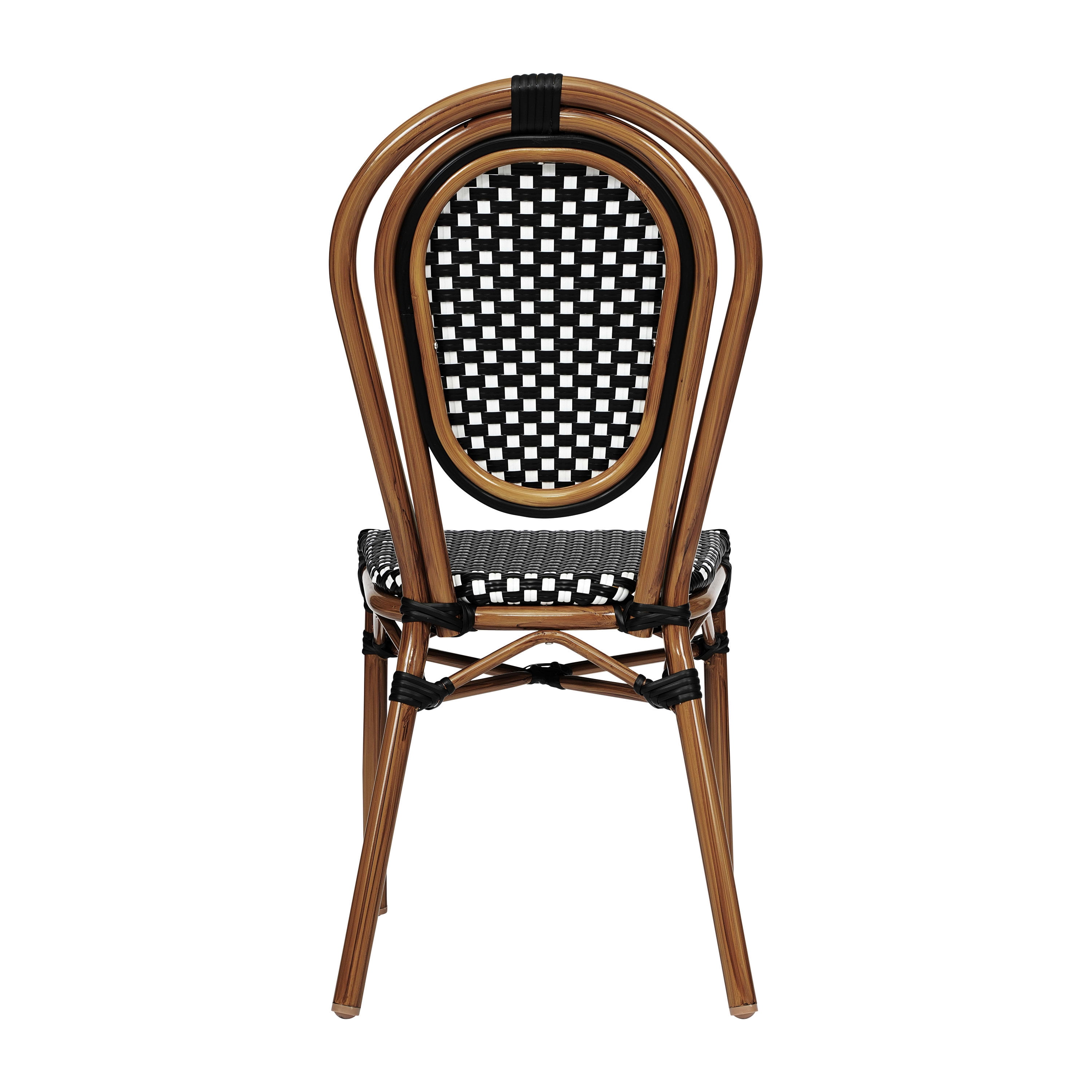Flash Furniture Lourdes Indoor/Outdoor French Bistro Stacking Chair Black/White/Natural