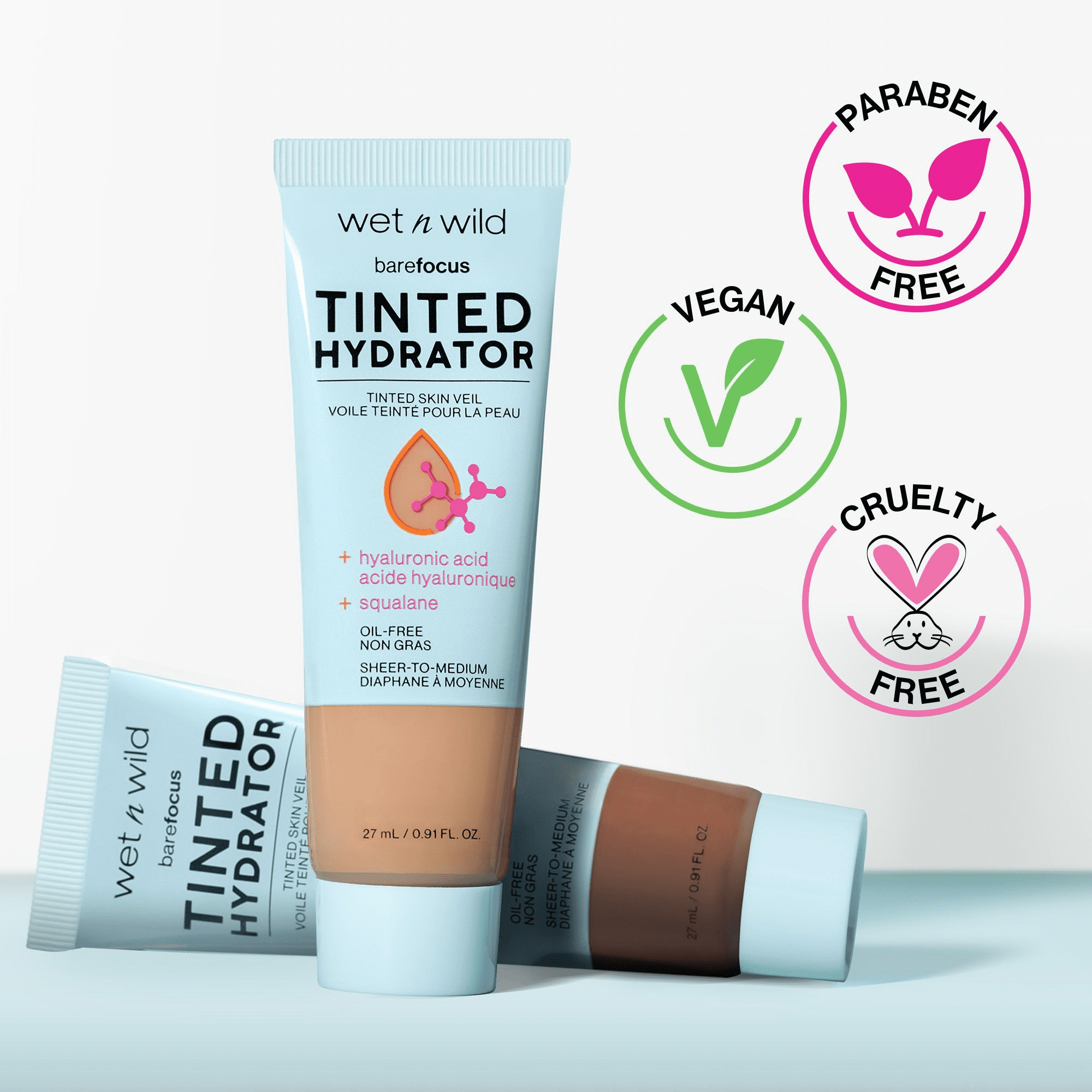 (2 pack) Wet n Wild Bare Focus Tinted Hydrator, Tinted Moisturizer, Dewy, Deep, 0.91 fl oz