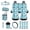 Blue - Cherry Blossom, variant on LedBack Cat Sunflower Print 15Pcs Car Interior Cover Set Includes Car Front Rear Seat Covers Steering Wheel Cover Safety Belt Pads Garbage Bag Cup Coasters etc, Easy to Install