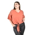 thumbnail image 1 of Blusa con nudo al frente Roman Fashion /Tallas Extras, 1813 (Ladrillo) naranja 40, 1 of 6
