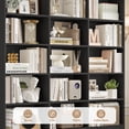 thumbnail image 5 of Homfa 5-Tier Triple Wide Bookcase with 4 Doors, 15 Cubes Bookcase with 2 Cabinets for Study Living Room Home Office, Black, 5 of 7