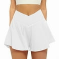 thumbnail image 4 of AEXTO Crossover Athletic Shorts for Women 2 in 1 Flowy Running Shorts with Pockets Spandex Butterfly Workout Tennis Skorts cheeky short skirt stretchy, 4 of 9