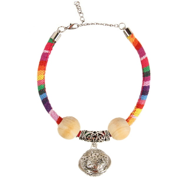 Cat Necklace Collar Knit Bell Ethnic Cat Chain Collar Kitten